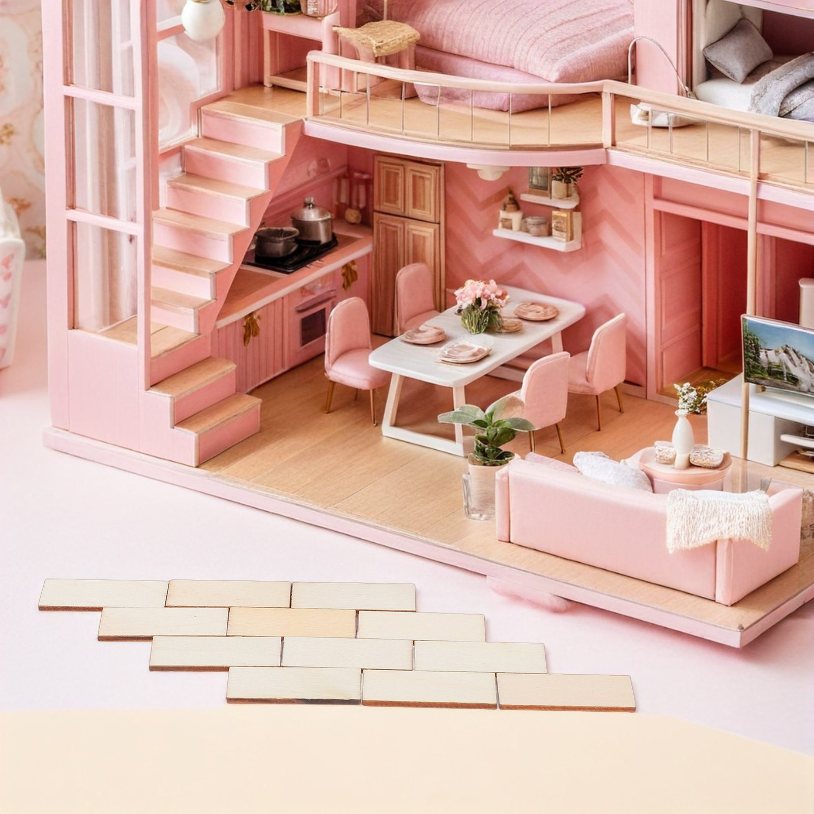 100Pcs Miniature Wooden Floorb - đánh giá và giá Interior Design Build
